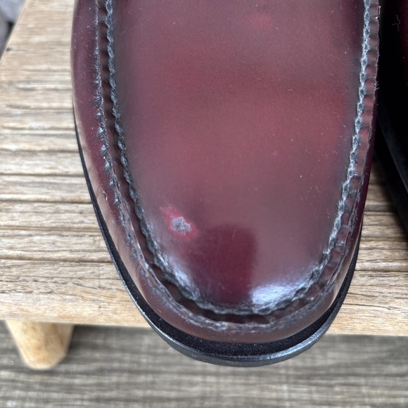 Hanover Handsewn Penny Loafer Mens 11 E Burgundy Leather Upper/Soles Shoes EUC main image 5